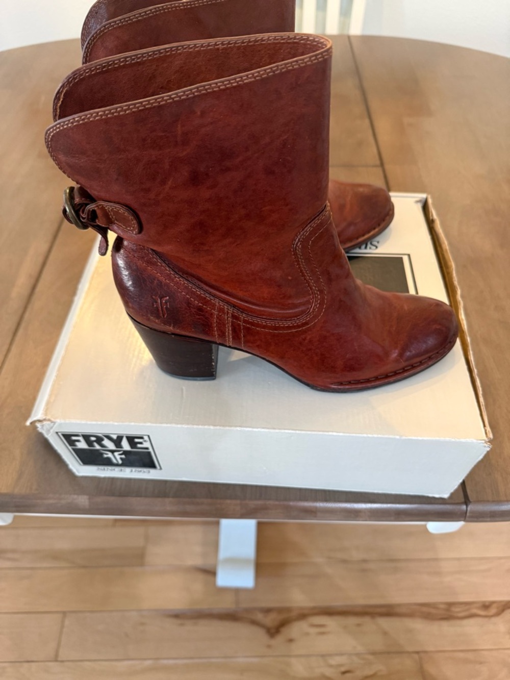 Frye Chestnut Brown Leather Mid-Calf Boots - Picture 3 of 6